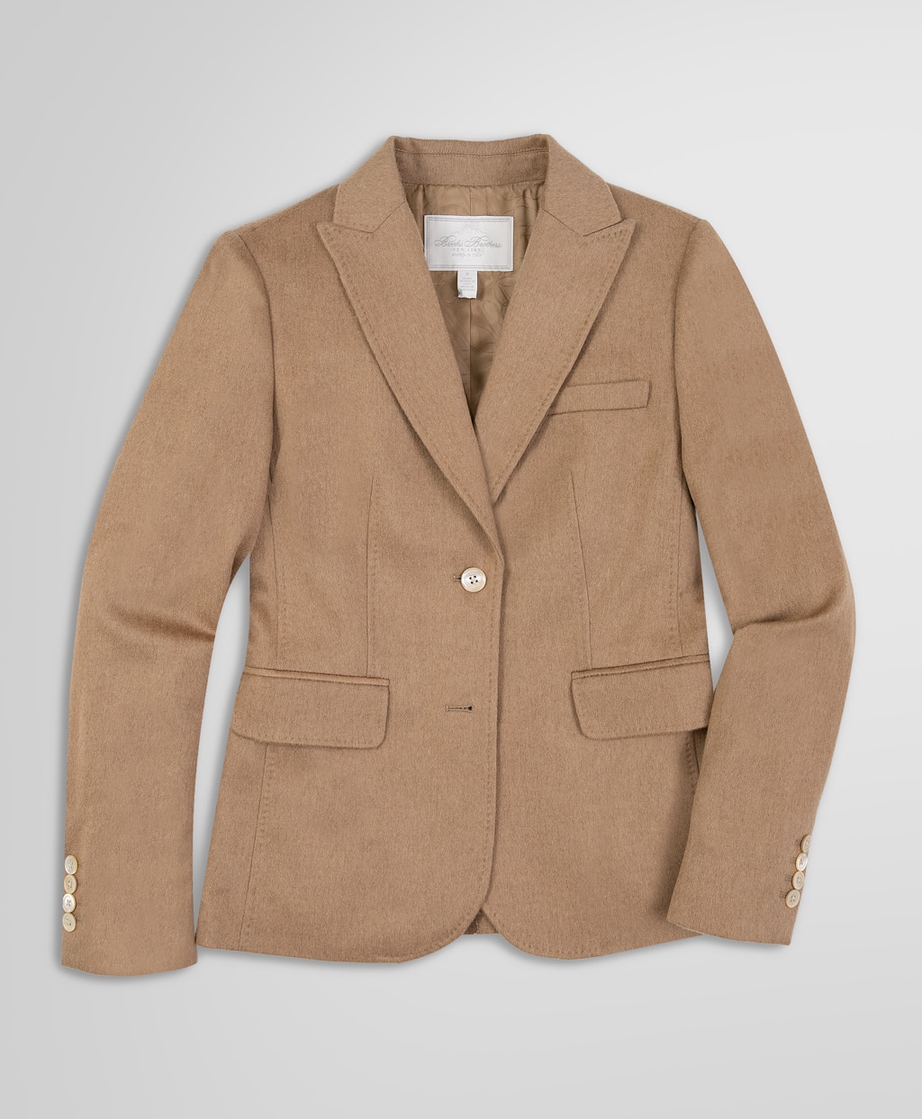 キャメルヘア シングル2ボタン ピークドラペルジャケット | Brooks
