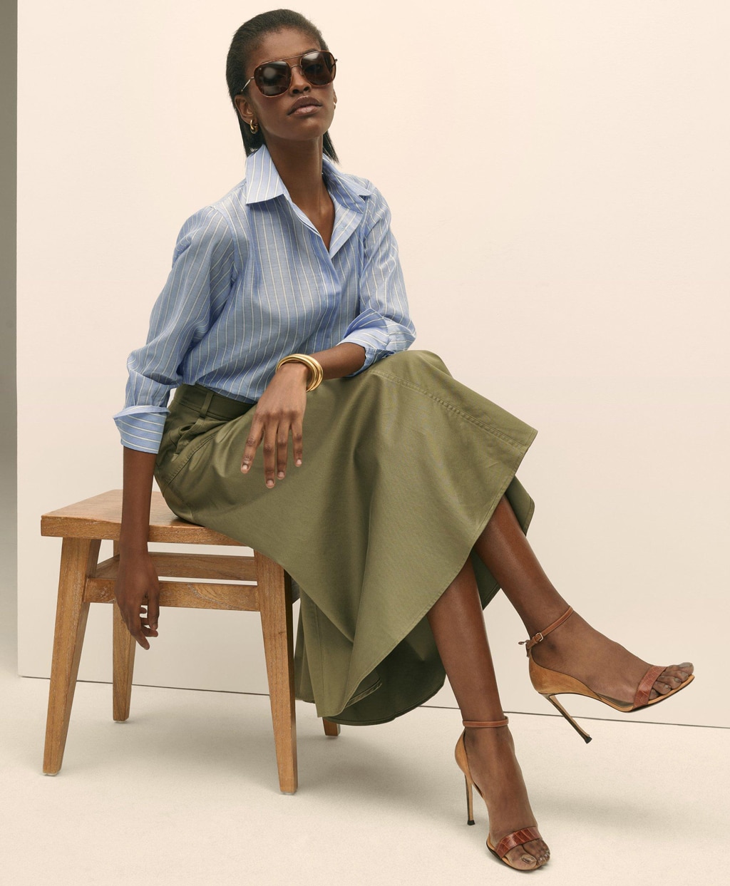 コットン／シルク リラックスフィット ストライプシャツ | Brooks