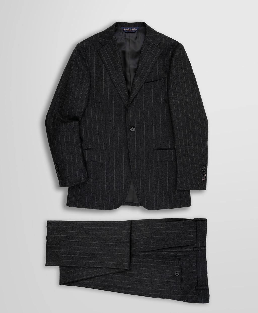 ウールフランネル ストライプ 段返り3釦スーツ TOKYO model | Brooks