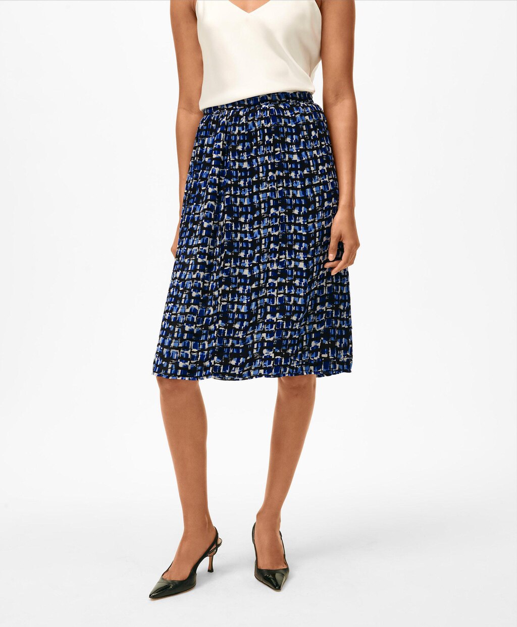 レーヨン シグネチャープリント シフォンプリーツスカート | Brooks