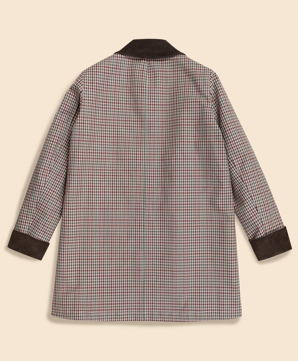 コットン／ナイロン ボンディング チェック ステンカラーコート