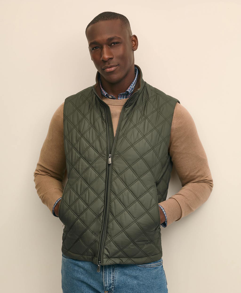 ポリエステル モックネック キルティングベスト | Brooks Brothers