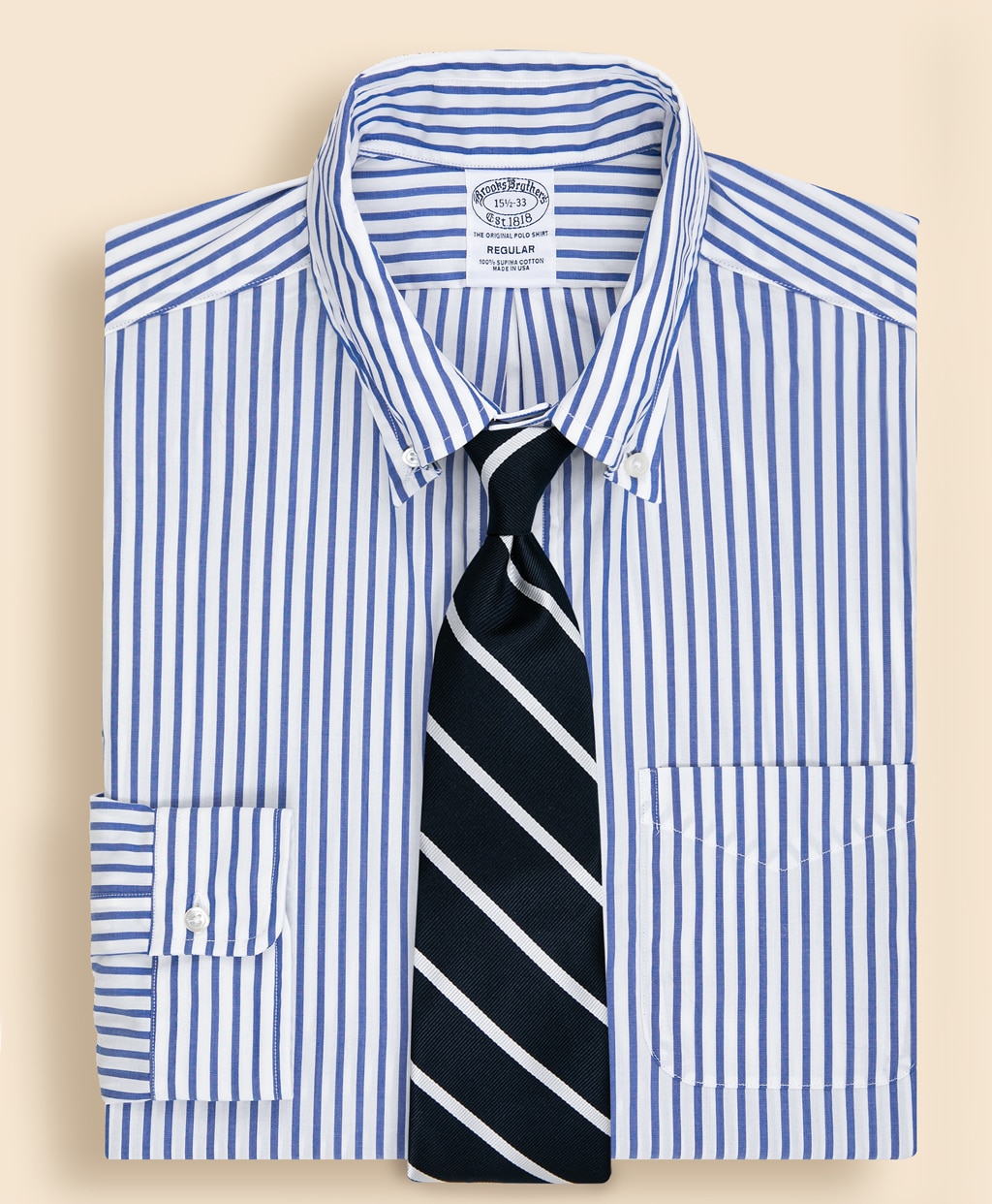 スーピマコットン ボールドストライプ ドレスシャツ Regular Fit Made