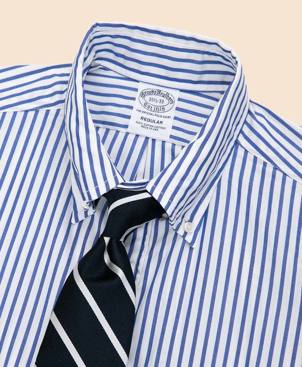 スーピマコットン ボールドストライプ ドレスシャツ Regular Fit Made