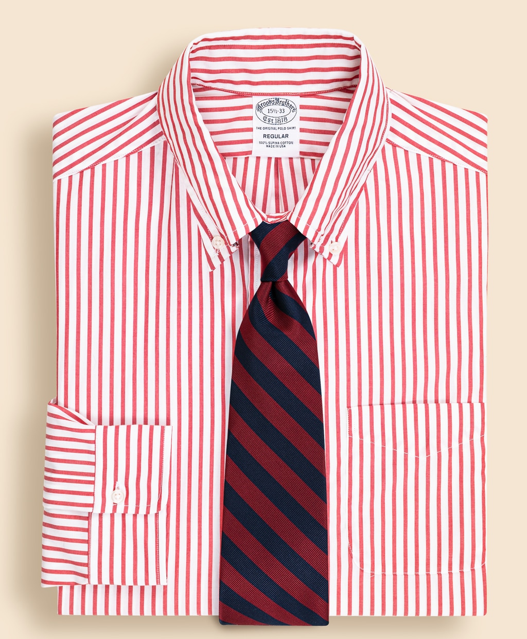 スーピマコットン ボールドストライプ ドレスシャツ Regular Fit Made