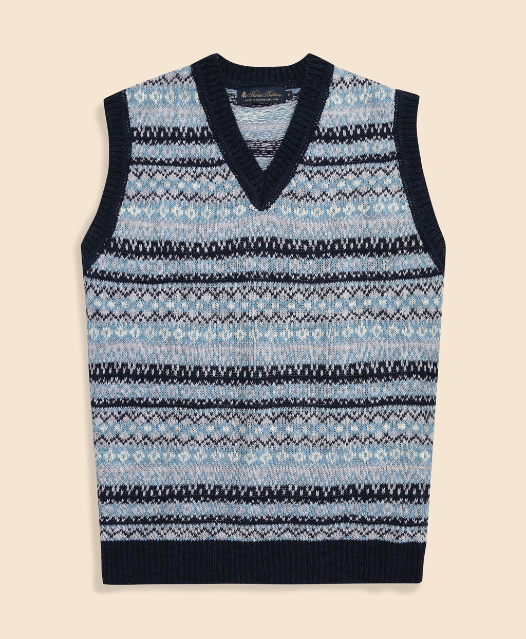 コットン／リネン フェアアイル Vネックベスト Made in U.K | Brooks