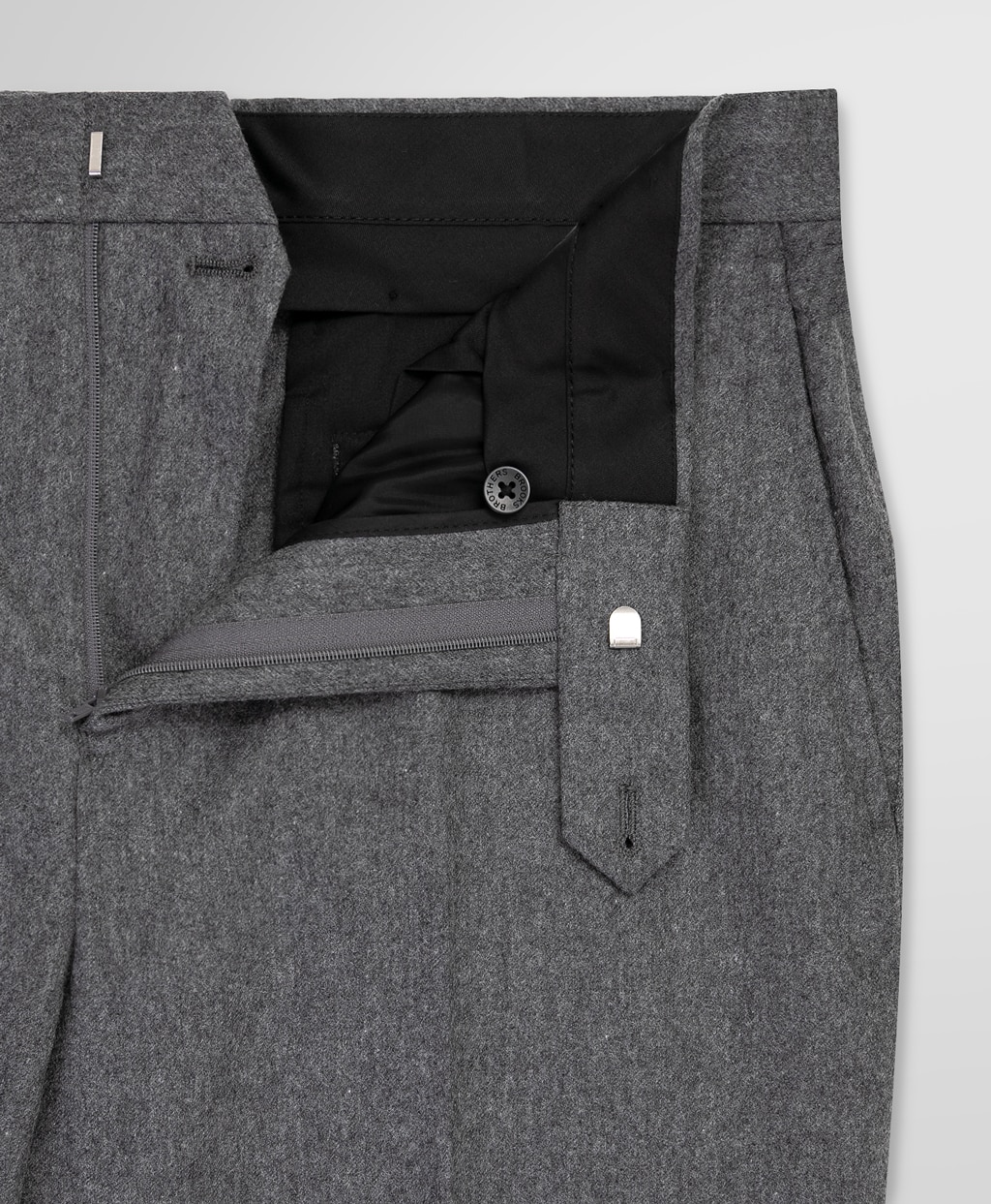 ウール/カシミヤ フランネル プレーンフロント トラウザーズ Classic