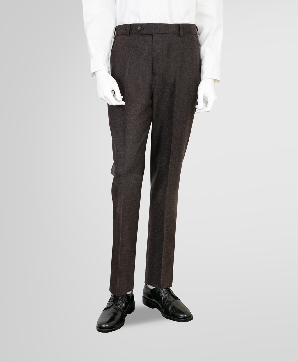 ウール/カシミヤ フランネル プレーンフロント トラウザーズ Classic