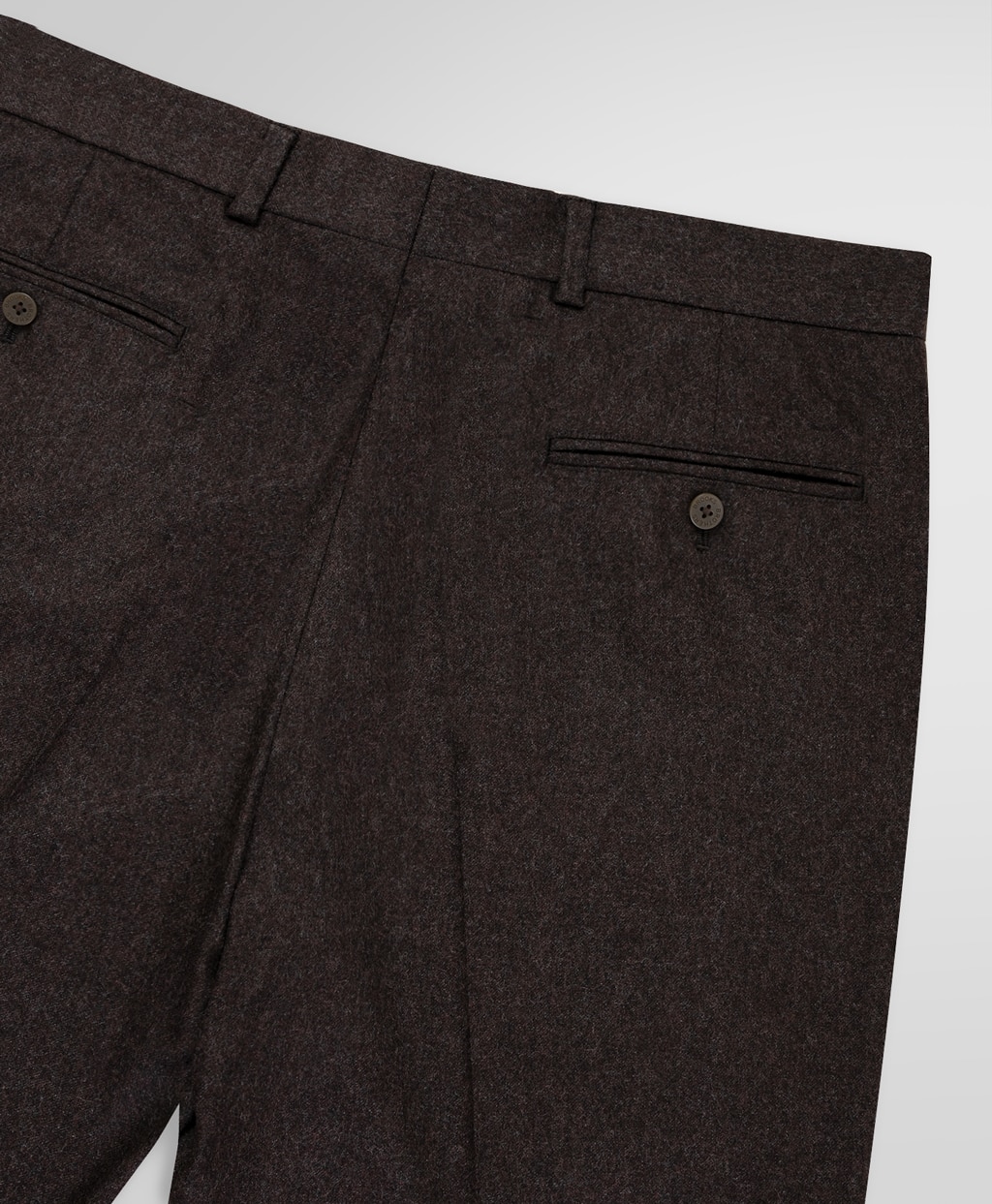 ウール/カシミヤ フランネル プレーンフロント トラウザーズ Classic