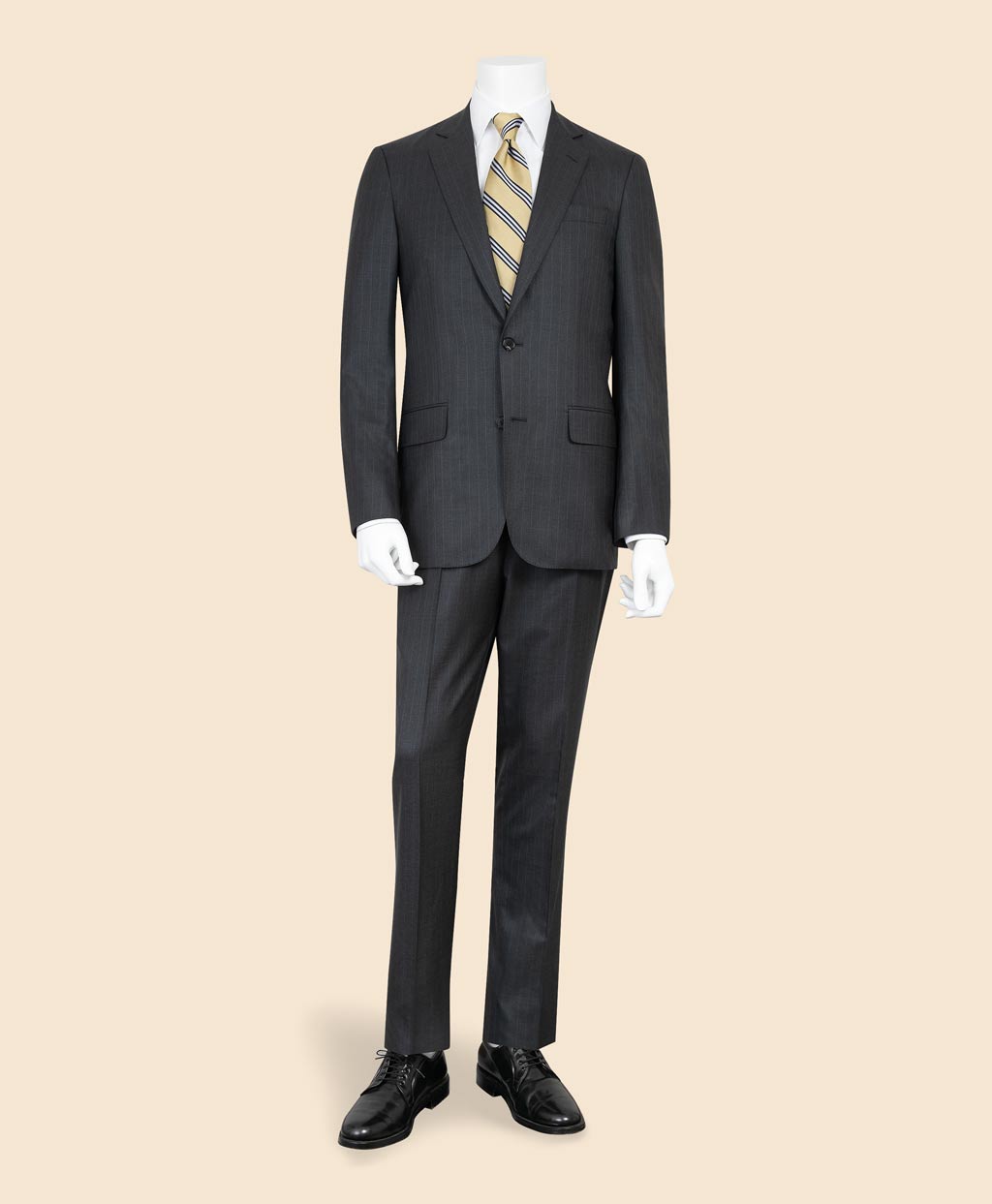 ウールサージ ストライプ シングル2釦スーツ Classic | Brooks