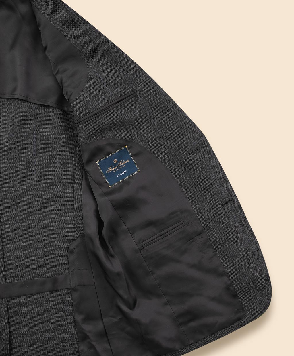 ウール ブルーオーバーペイン グレンチェック シングル2釦スーツ