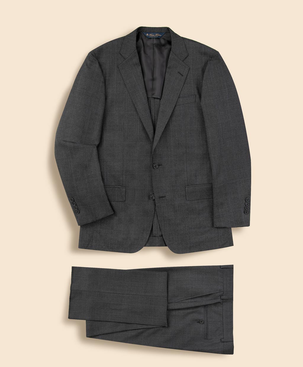 ウール ブルーオーバーペイン グレンチェック シングル2釦スーツ