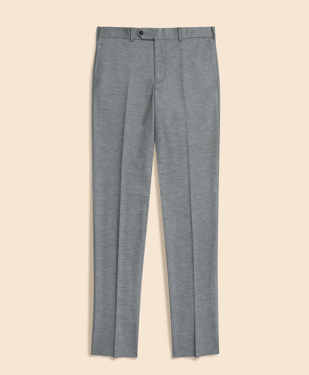 ウール／ポリエステル モクロディ ニット プレーンフロント トラウザー