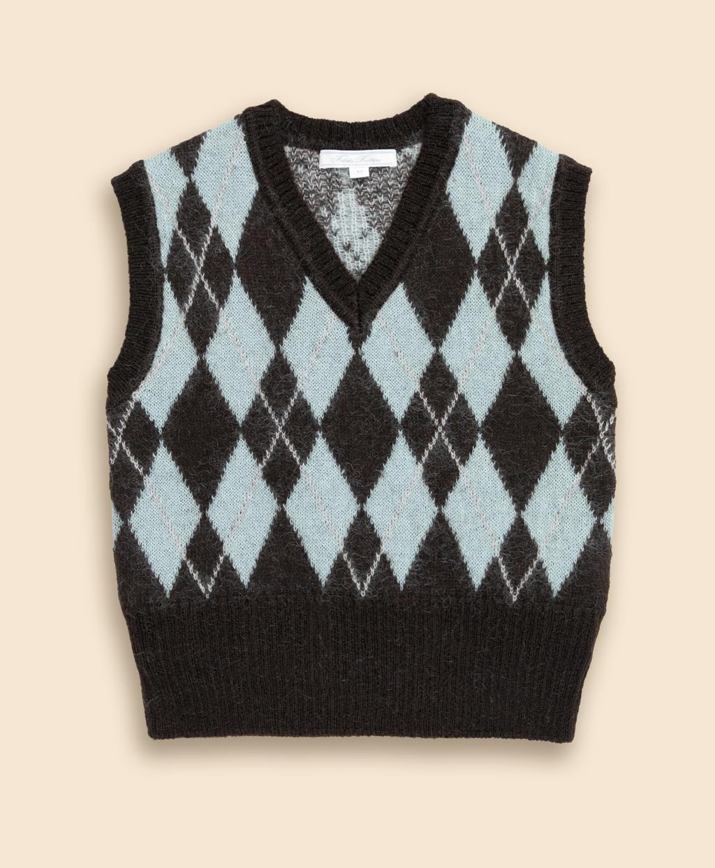 キッドモヘアブレンド チョコミントアーガイル Vネックベスト | Brooks