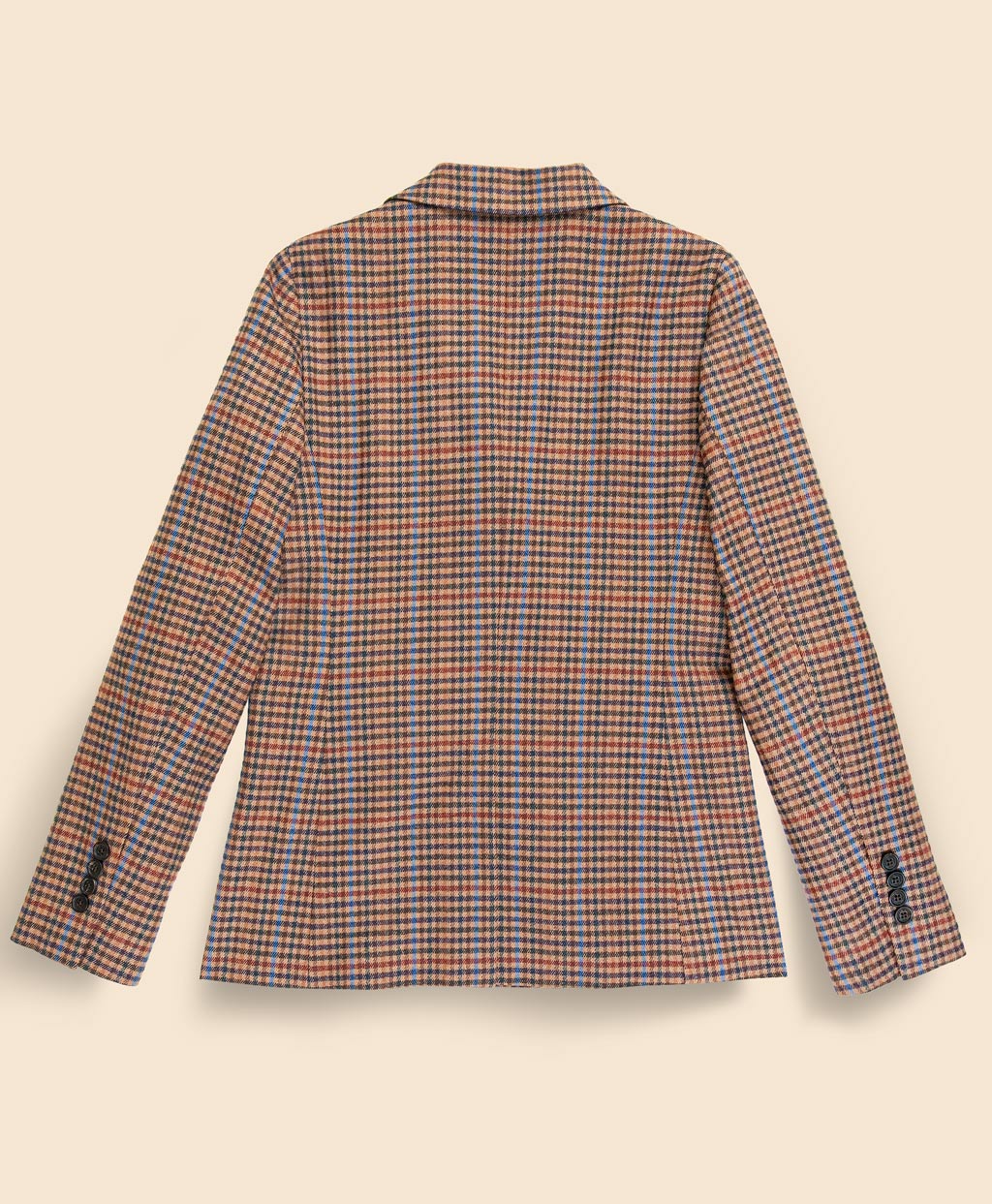 ウールブレンド ガンクラブチェック ダブル4ボタン ピークトラペル