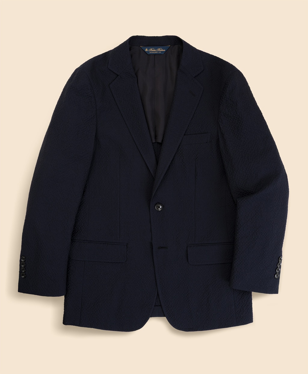 ウール／ポリエステル シアサッカー シングル2釦アンコンジャケット