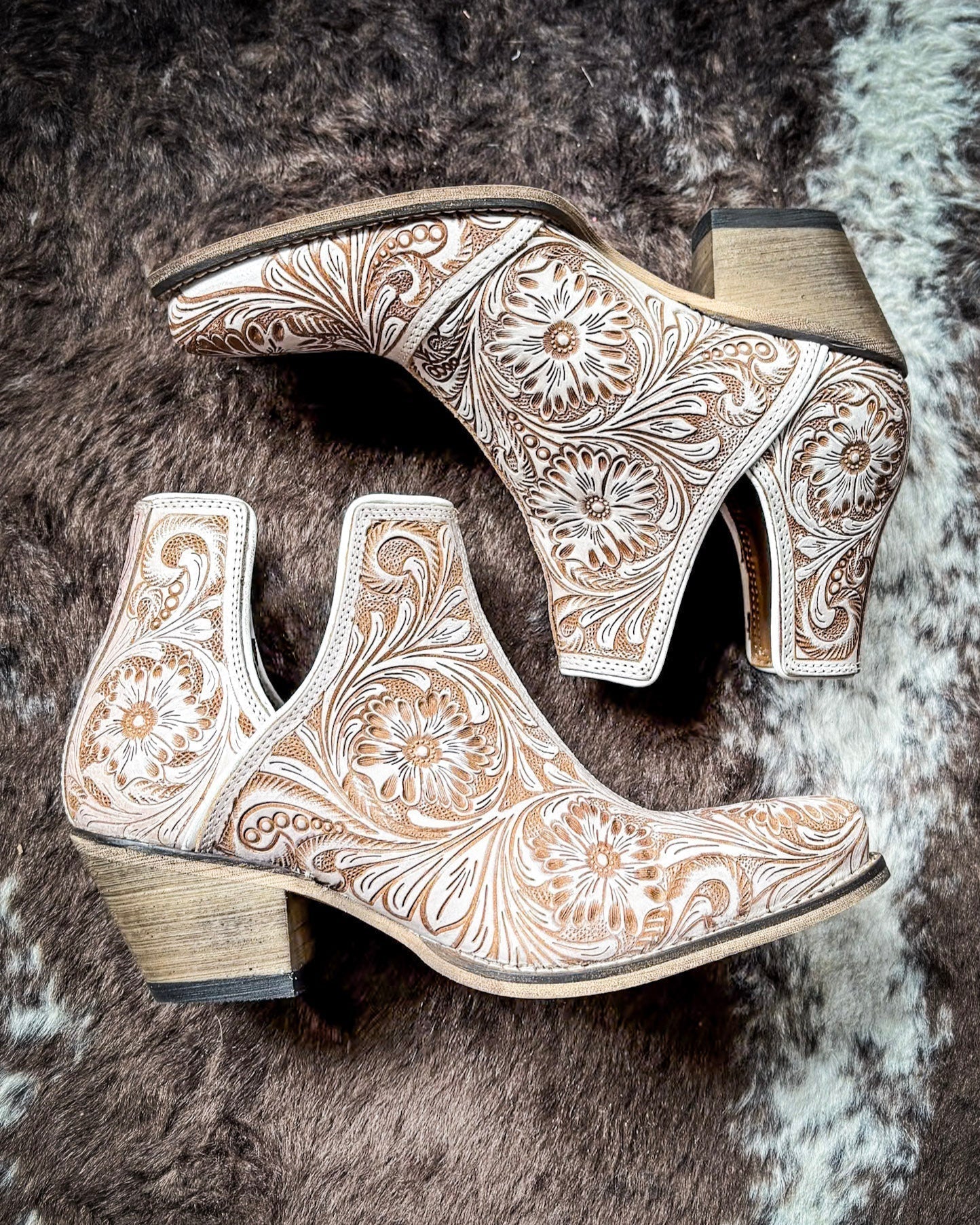 Myra Bag - Western Moxie Booties in White Chocolate | Bronco