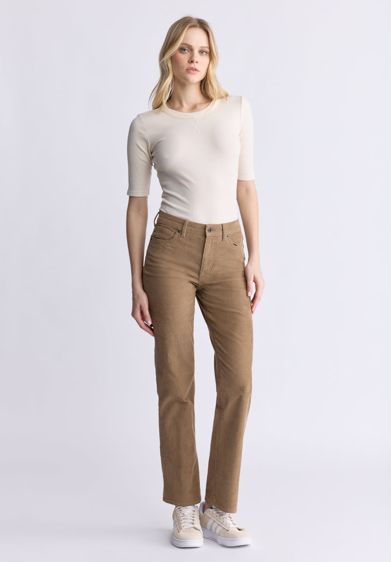 Mid Rise Straight Mary Women's Pants, Rinse Washed Beige – Buffalo