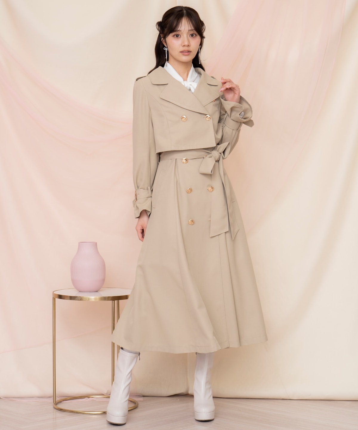 メタリックボタン3WAYトレンチコート