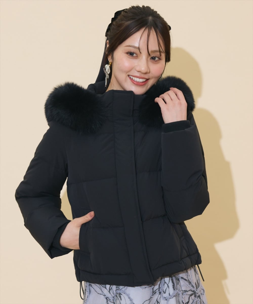 フードファーペプラムショートダウン