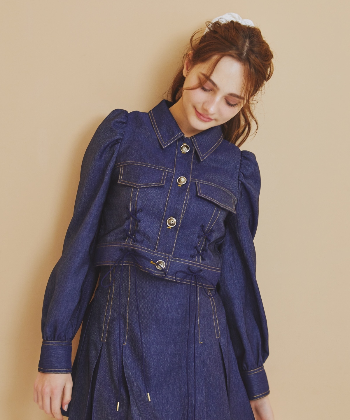 デニムライクレースアップショートジャケット