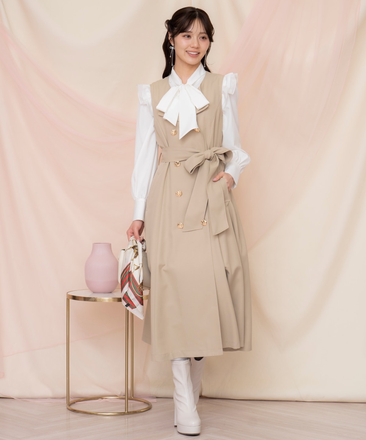 メタリックボタン3WAYトレンチコート