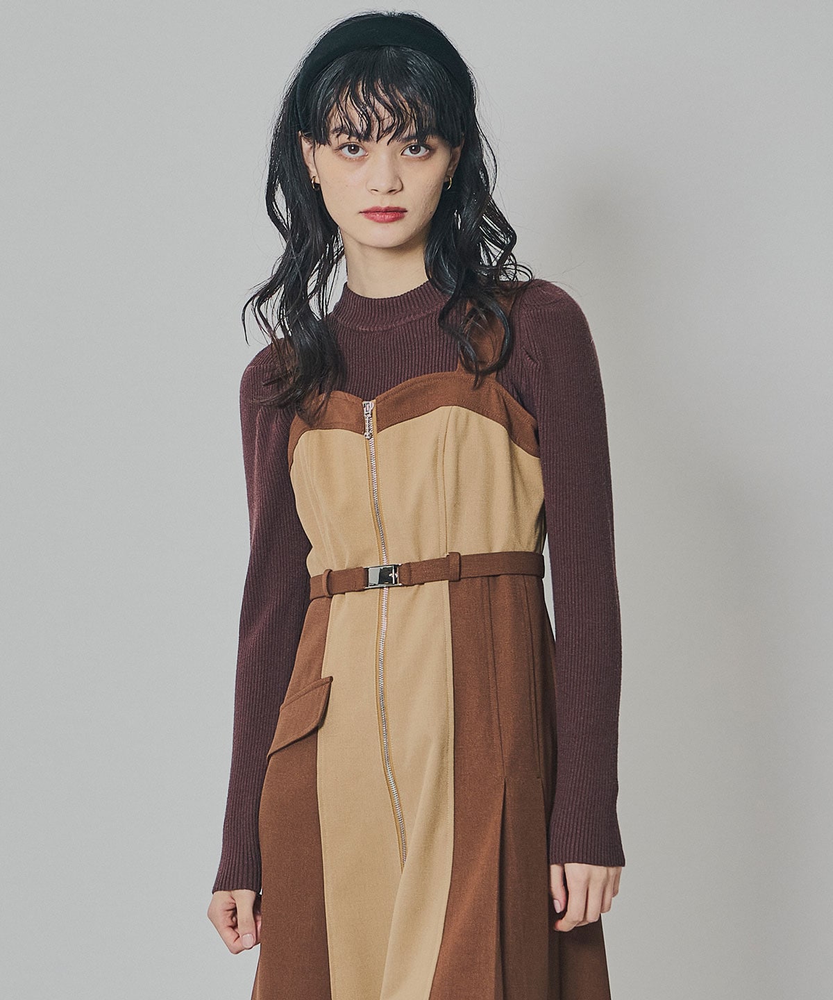 フロントジップバイカラージャンスカ