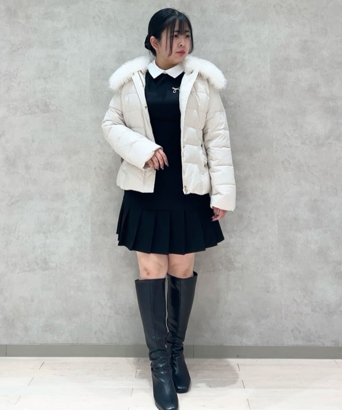 フォックスファー付ショートダウン