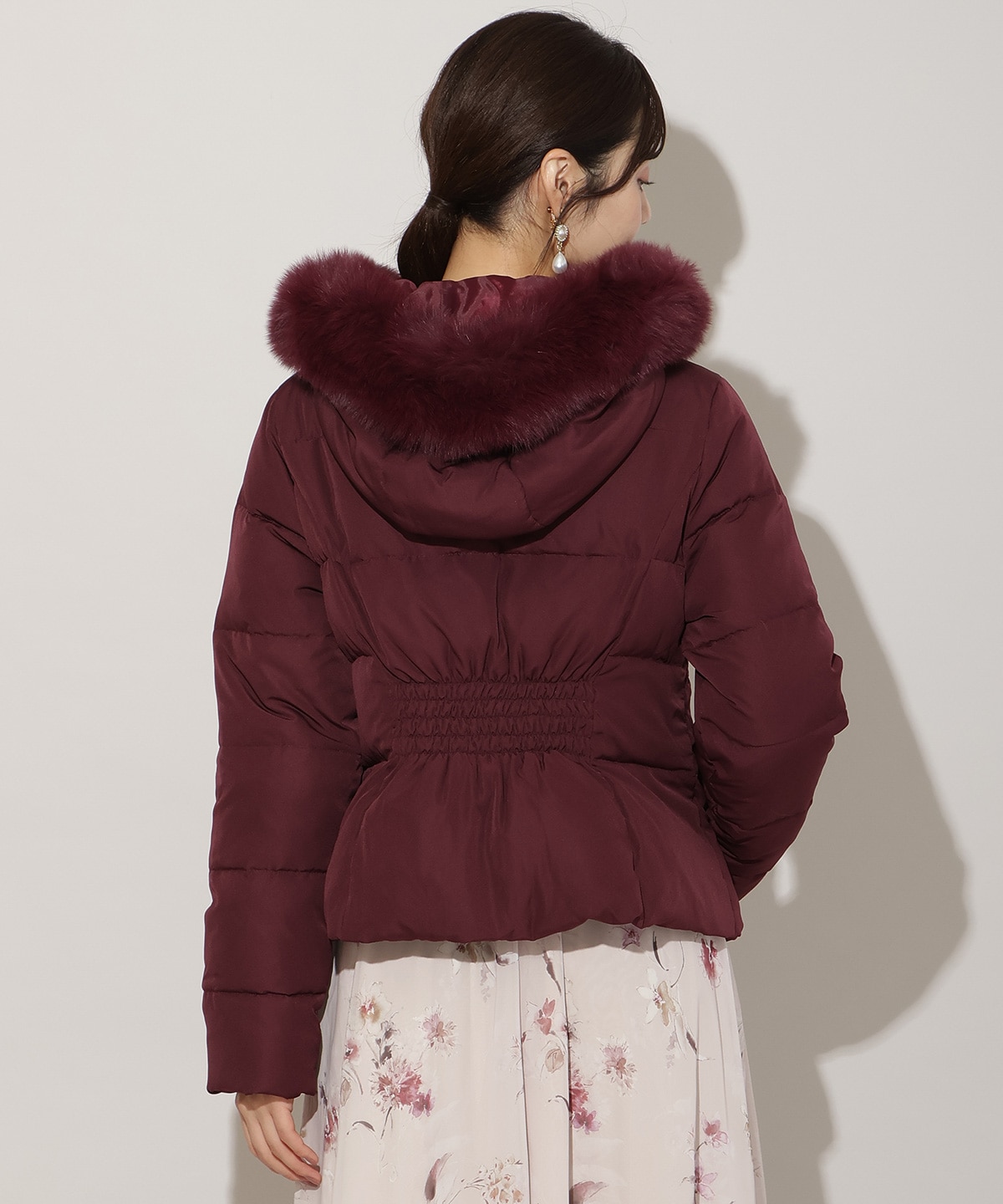 フードファーペプラムショートダウン