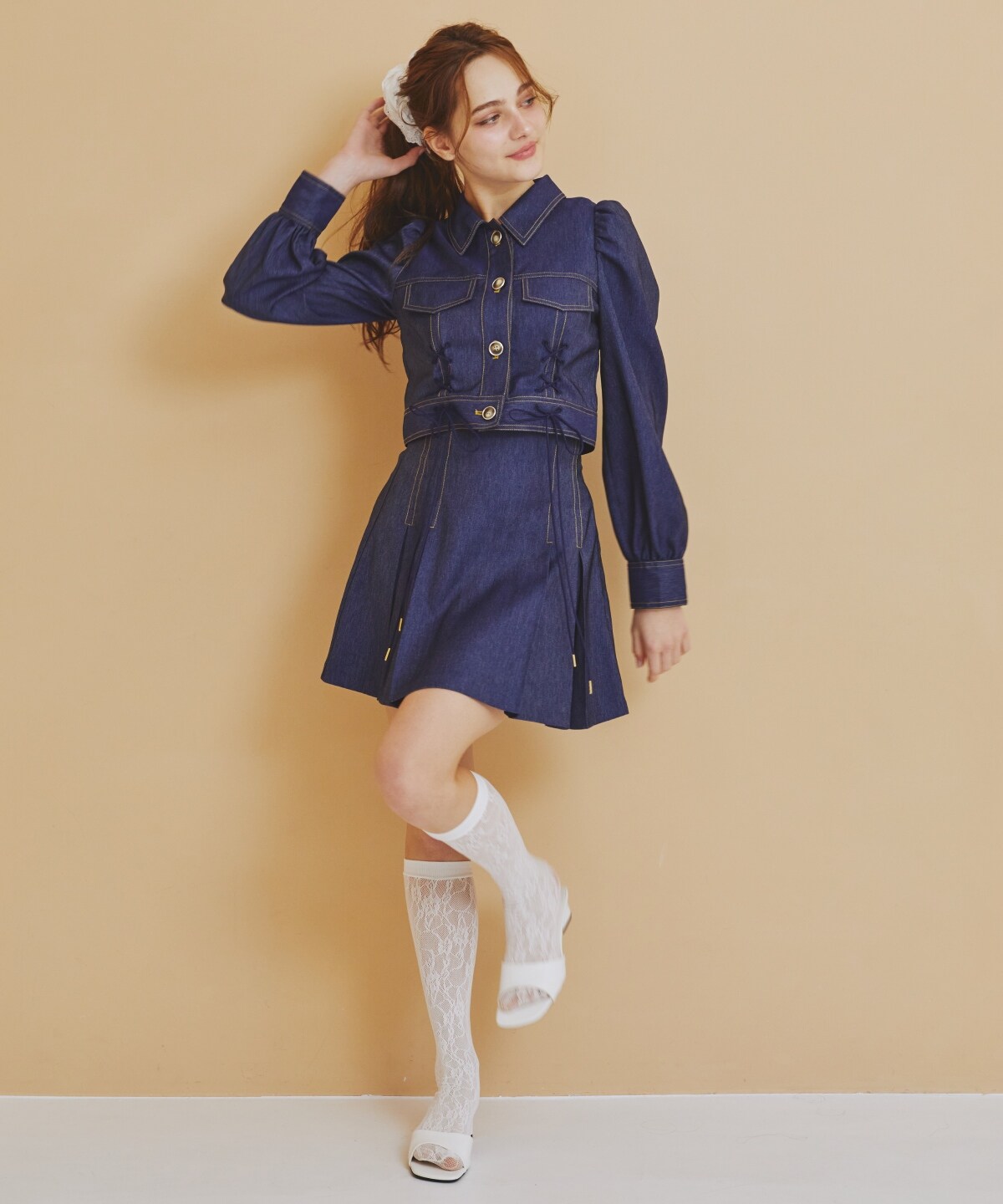 デニムライクレースアップショートジャケット