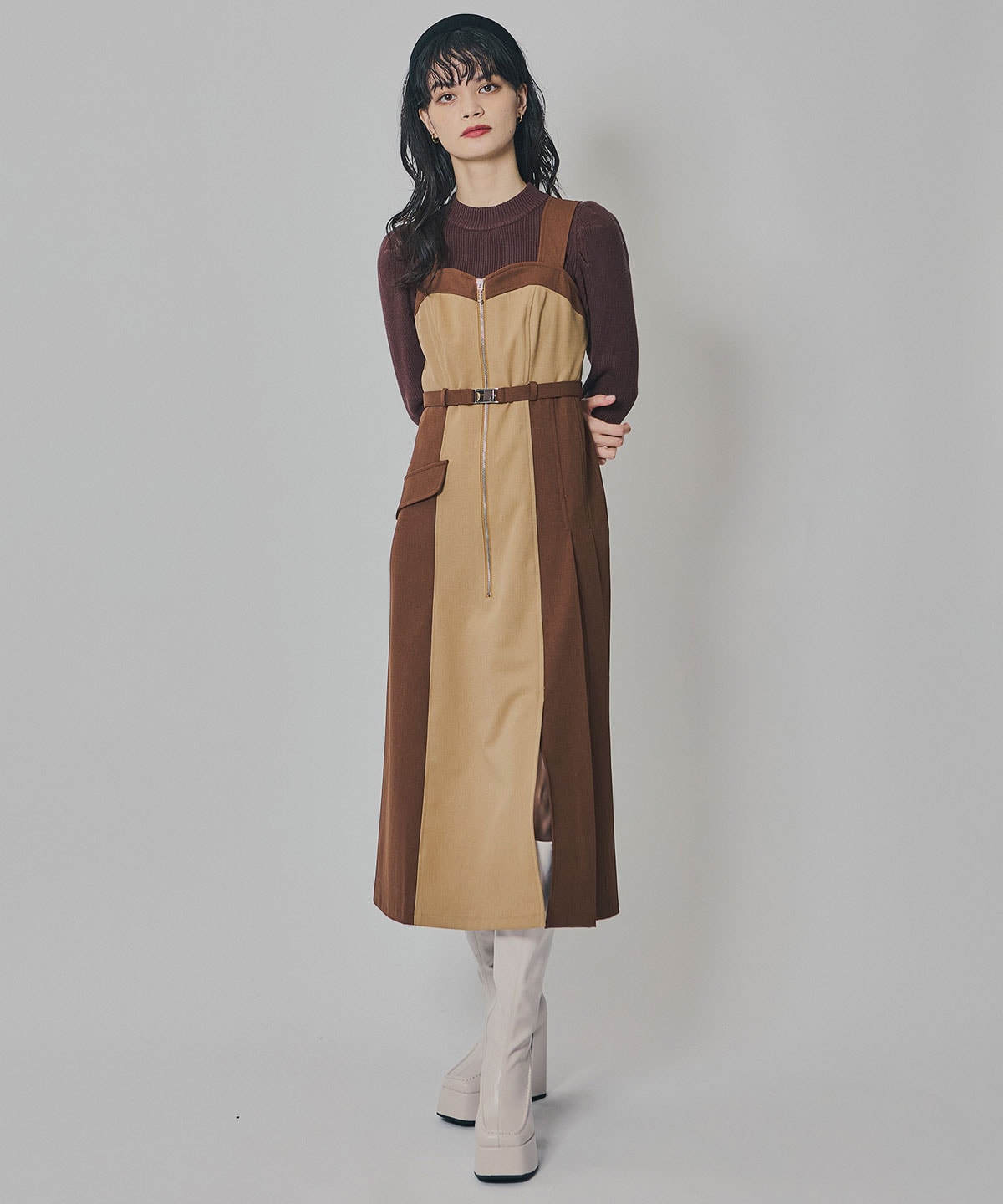 フロントジップバイカラージャンスカ