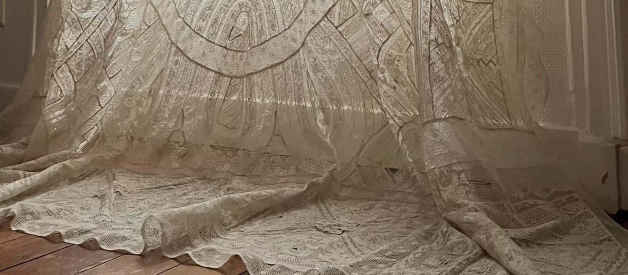 パリ発送】E1177 フランスアンティークリネンエプロン/タブリエ 手刺繍