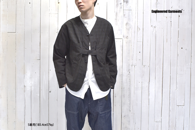 Cardigan Jacket Pintuck Small Plaid【返品・交換不可】 / Dk.Olive