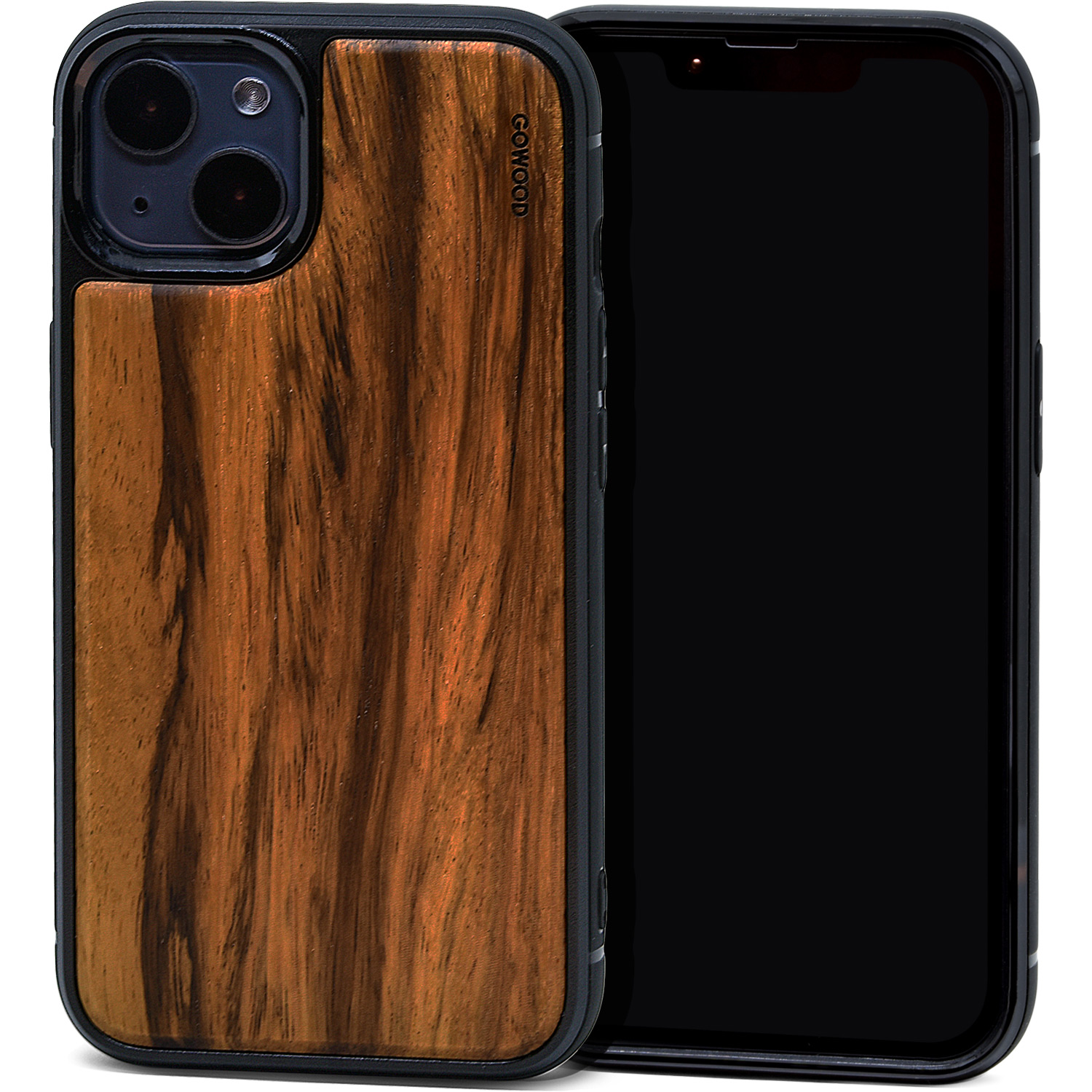 iPhone 13 Mini zebra wood case with black PC| GOWOOD