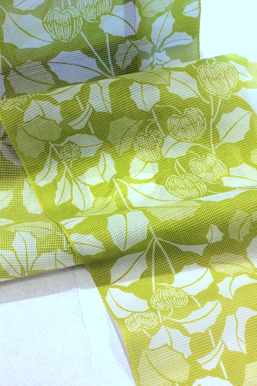 竺仙/絹紅梅・夏着物地