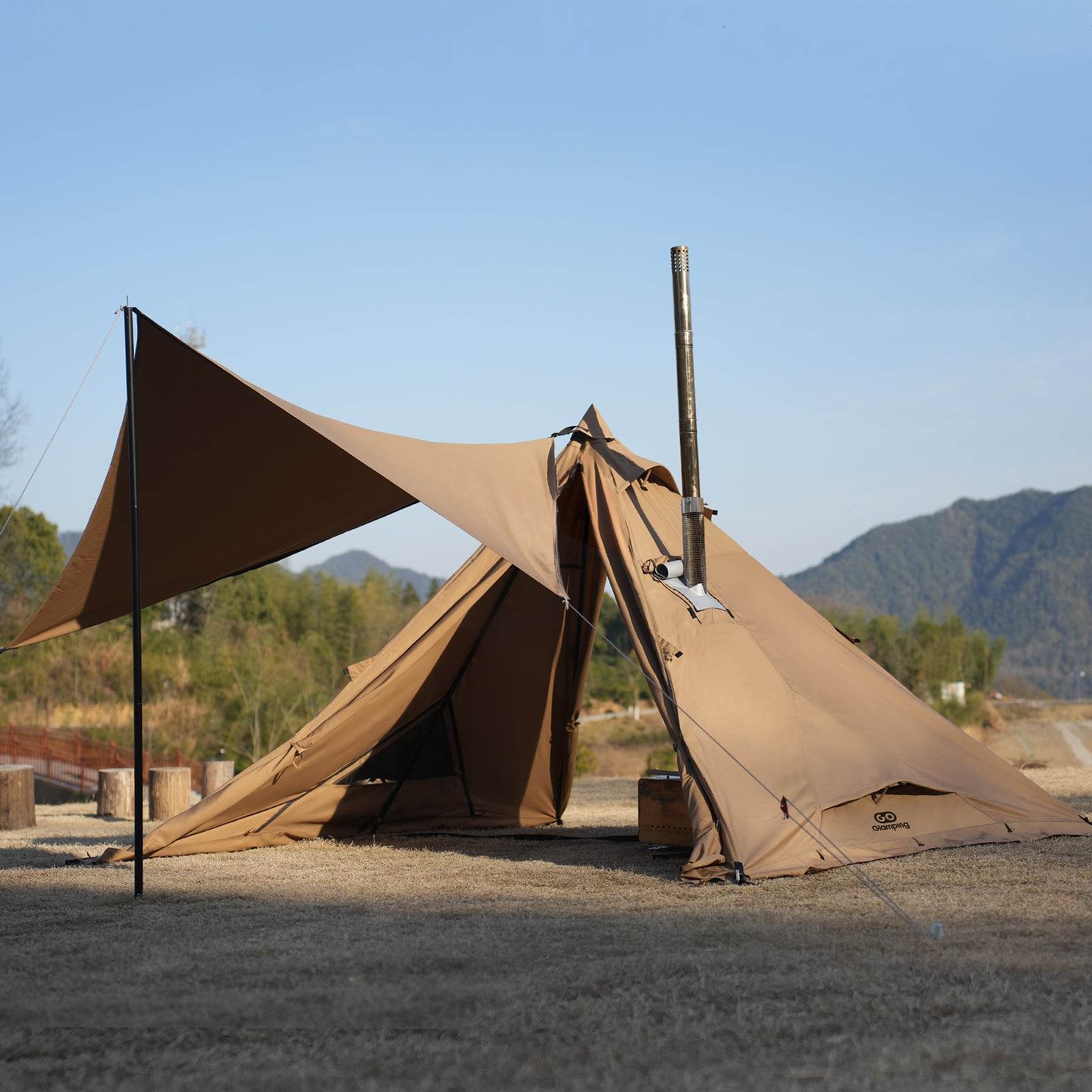 山稜二股ティピーテントtc180 美品!!煙突ポート有り 薪ストーブ Amazon