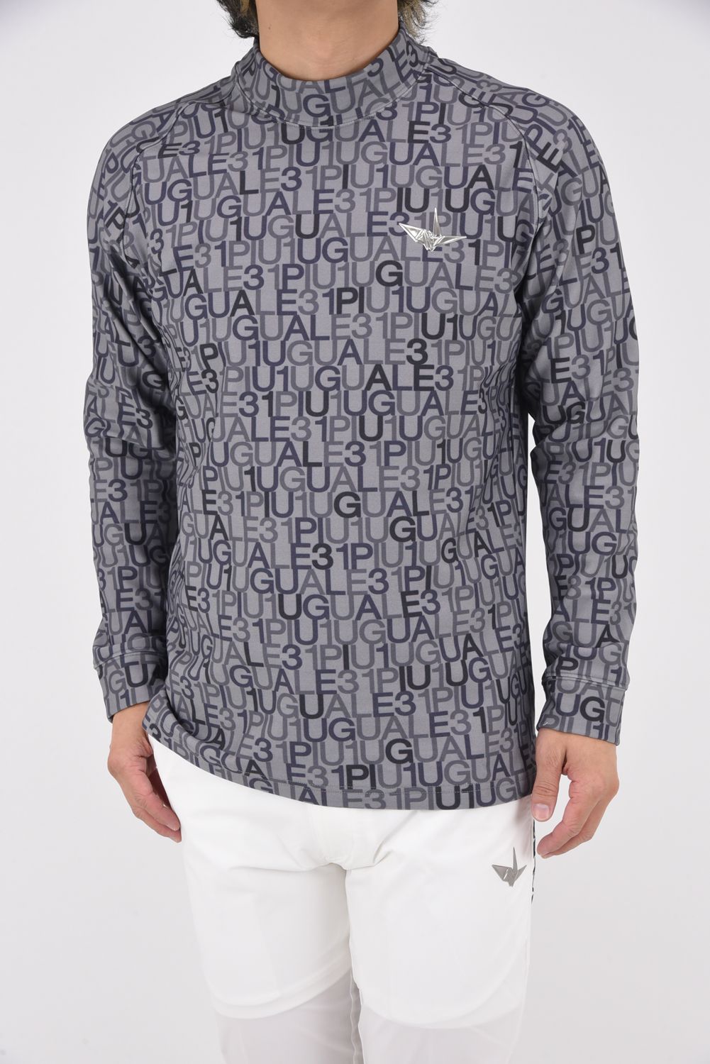 1PIU1UGUALE3⚫︎長袖モックシャツM/46ブラック upper-gate_ust-21046