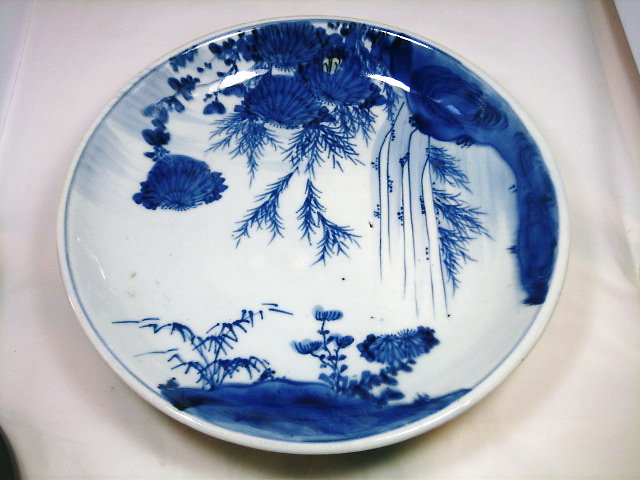 古美術・古道具・古伊万里染付皿・瀧図・江戸後期 茶道具・古道具・古