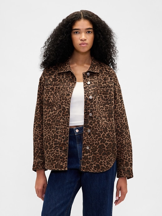 UltraSoft Leopard Denim Shirt Jacket | Gap