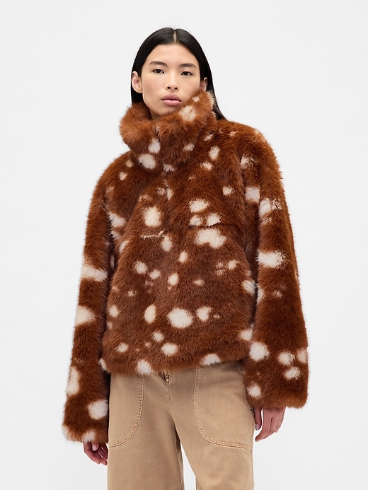 Gap × Sandy Liang Spotted Vegan Fur Half-Zip Pullover | Gap