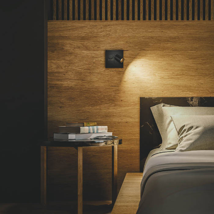 ベッドサイドウォールライト・調光スイッチ付き｜マットブラック｜照明