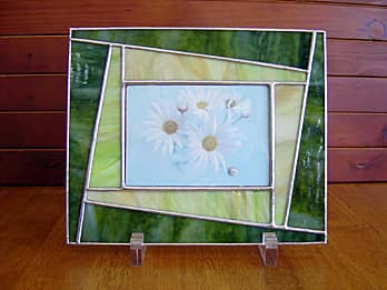 ステンドグラス製のフォトフレーム 緑｜贈り物や記念品にオススメ｜四季彩