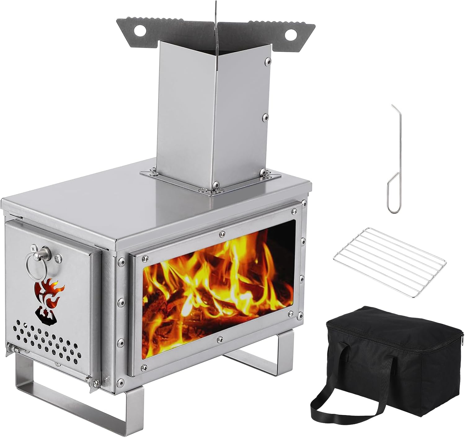 ロケットストーブ 薪ストーブ ステンレス製 折りたたみ式 小型 軽量