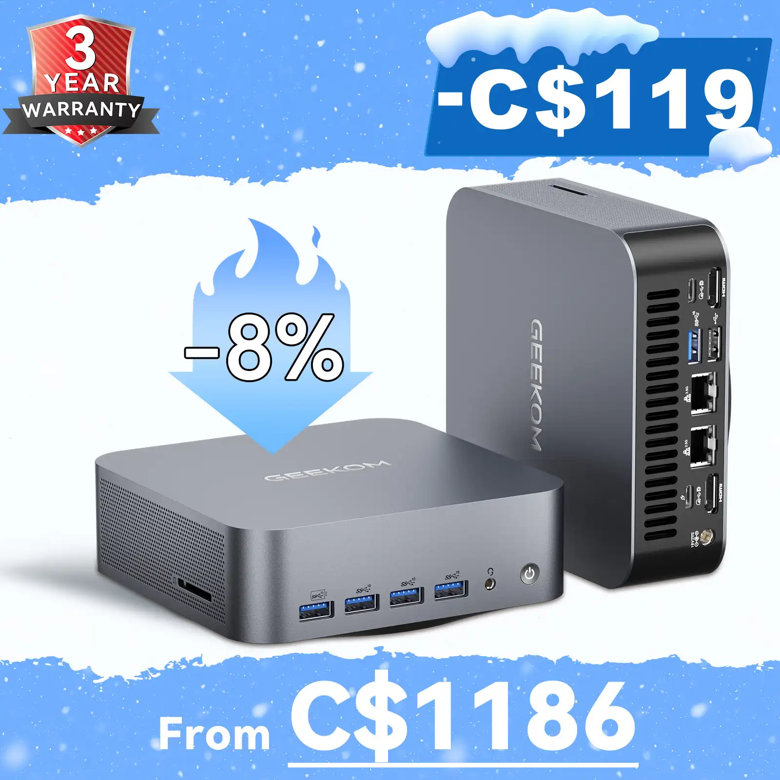 GEEKOM GT1 Mega AI Mini PC Intel® Core™ Ultra 9 185H - GEEKOM