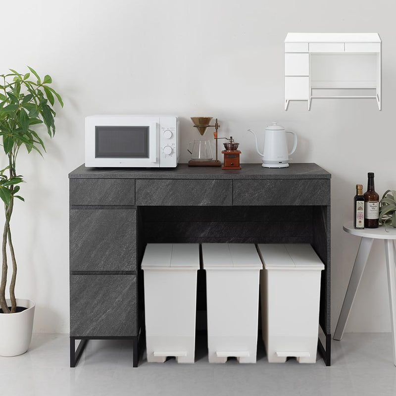 キッチンボード 幅120cm ゴミ箱収納付き ロータイプ キッチン収納 食器