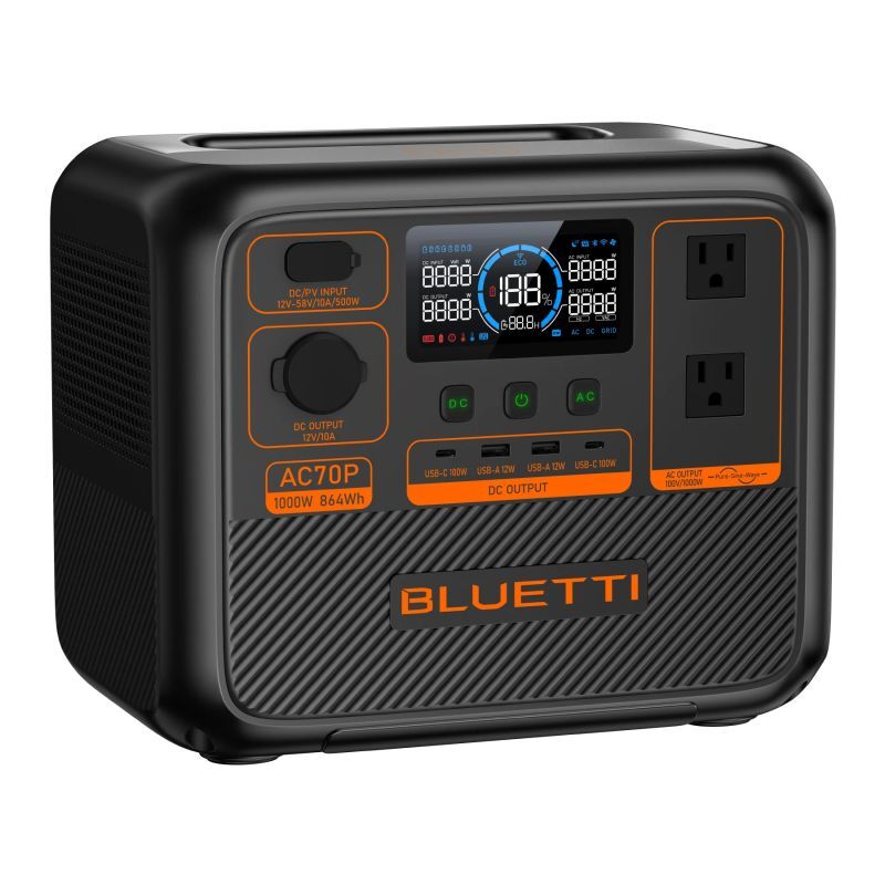 BLUETTI AC70P 864Wh/1000W ポータブル電源 ブルーティー リン酸鉄