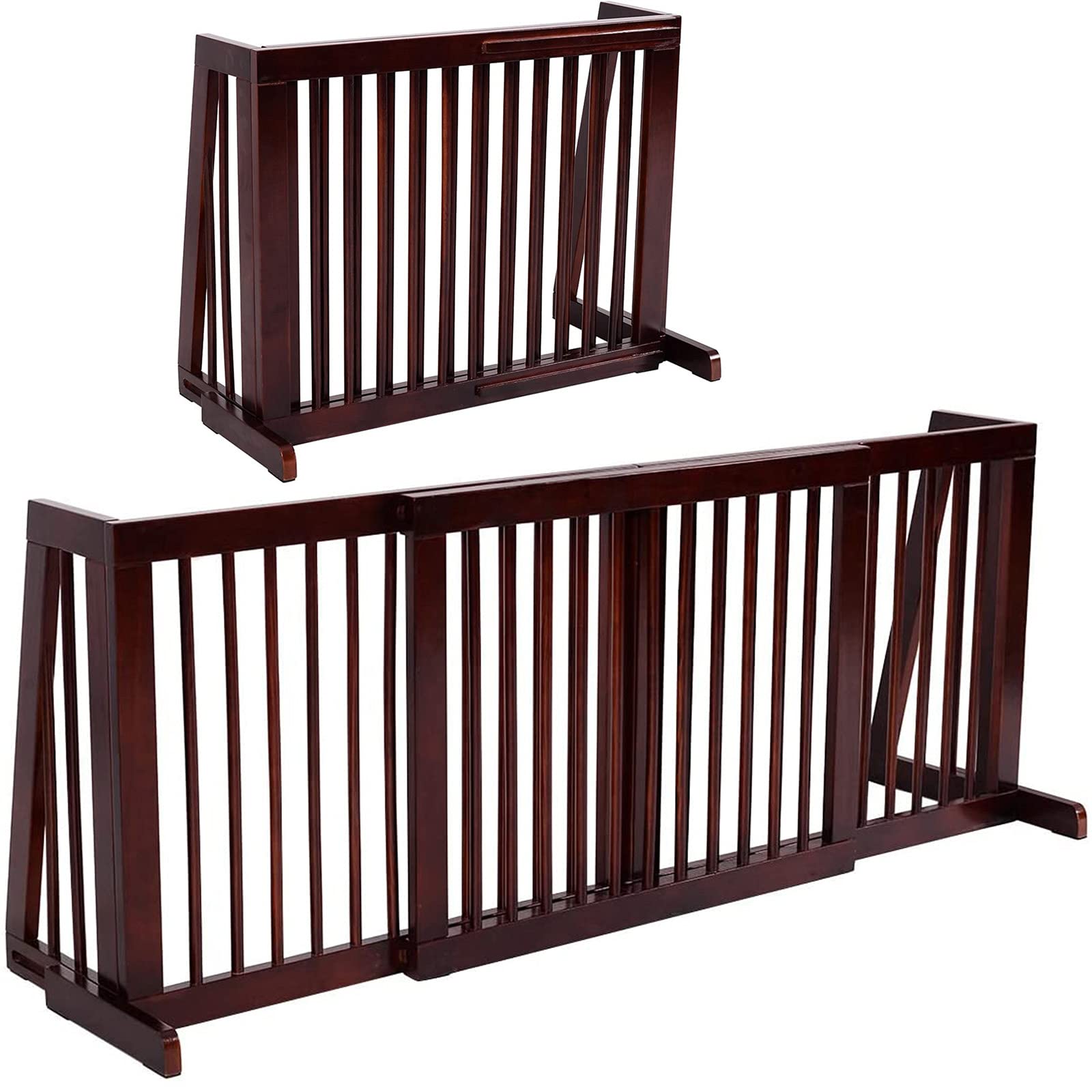 Buy Expandable Adjustable Freestanding Wood Dog Gate - Giantex
