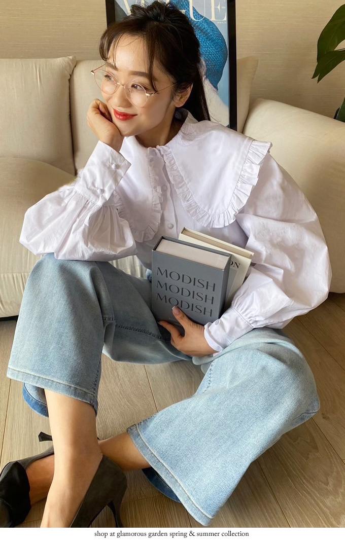 フリルビッグカラーブラウス【ネコポスOK】【7i-831-04015】