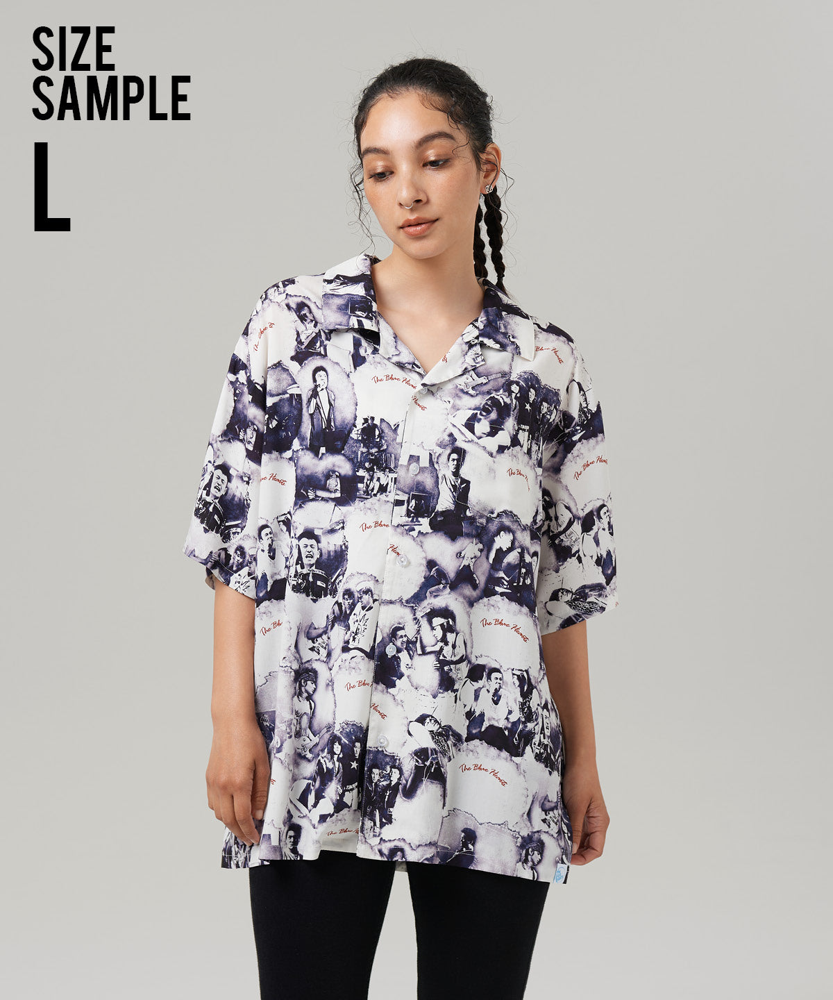 GB0325/BH01: THE BLUE HEARTS Open Collar Shirt / The Blue Hearts