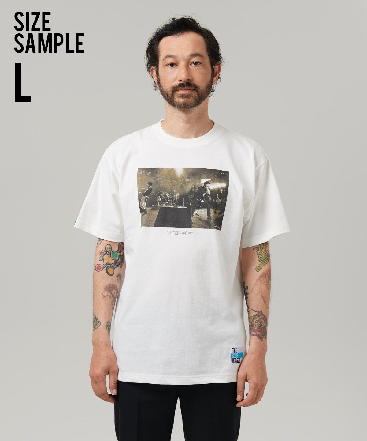 GB0325/BH03 : THE BLUE HEARTS Gold Print T-Shirt / ザ